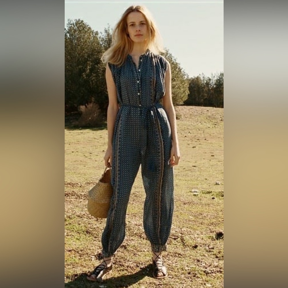 Doen Blue Patterned Jumpsuit